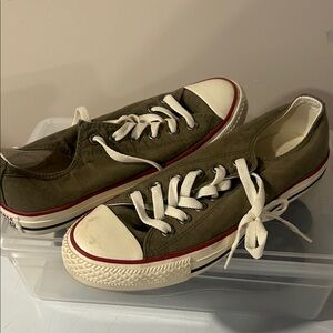 Converse Khaki Canvas Sneakers with Cream Accents